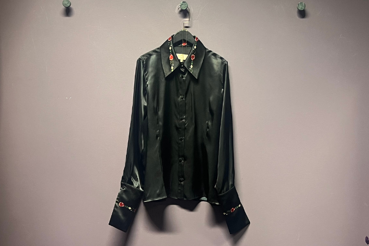 SB FITTED SILK SHIRT - Black