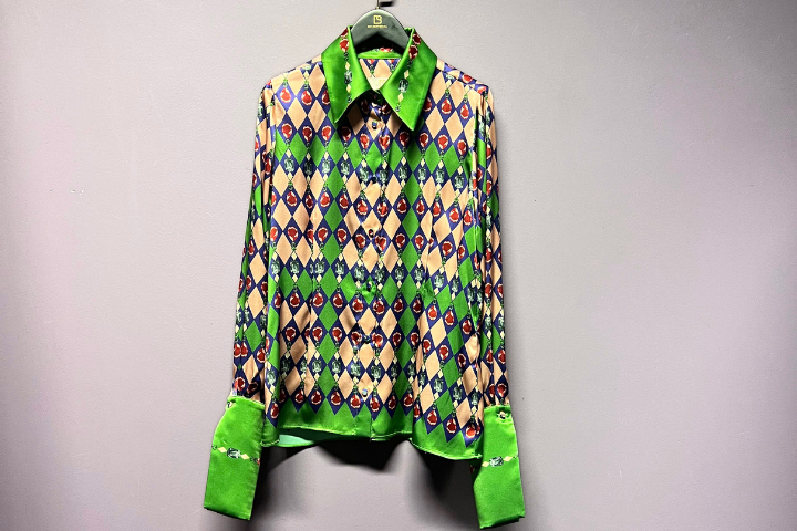 SB FITTED SILK SHIRT - Green jewlery